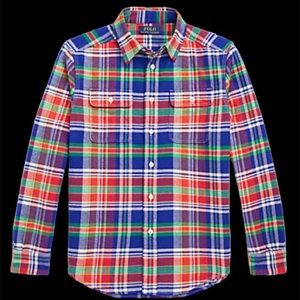 Polo Ralph Lauren Boys Plaid Performance Flannel Work-shirt Voyager